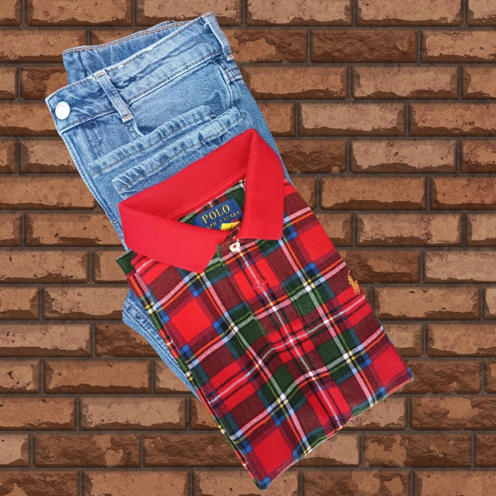 Polo Ralph Lauren Red Plaid Shirt, Paired With H&M Classic Fit Jeans
